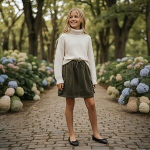 NWT Aqua by Bloomingdales‎ Girls Dark Green Cargo Mini Skirt Fall Winter Warm